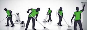 cleaners in green uniform